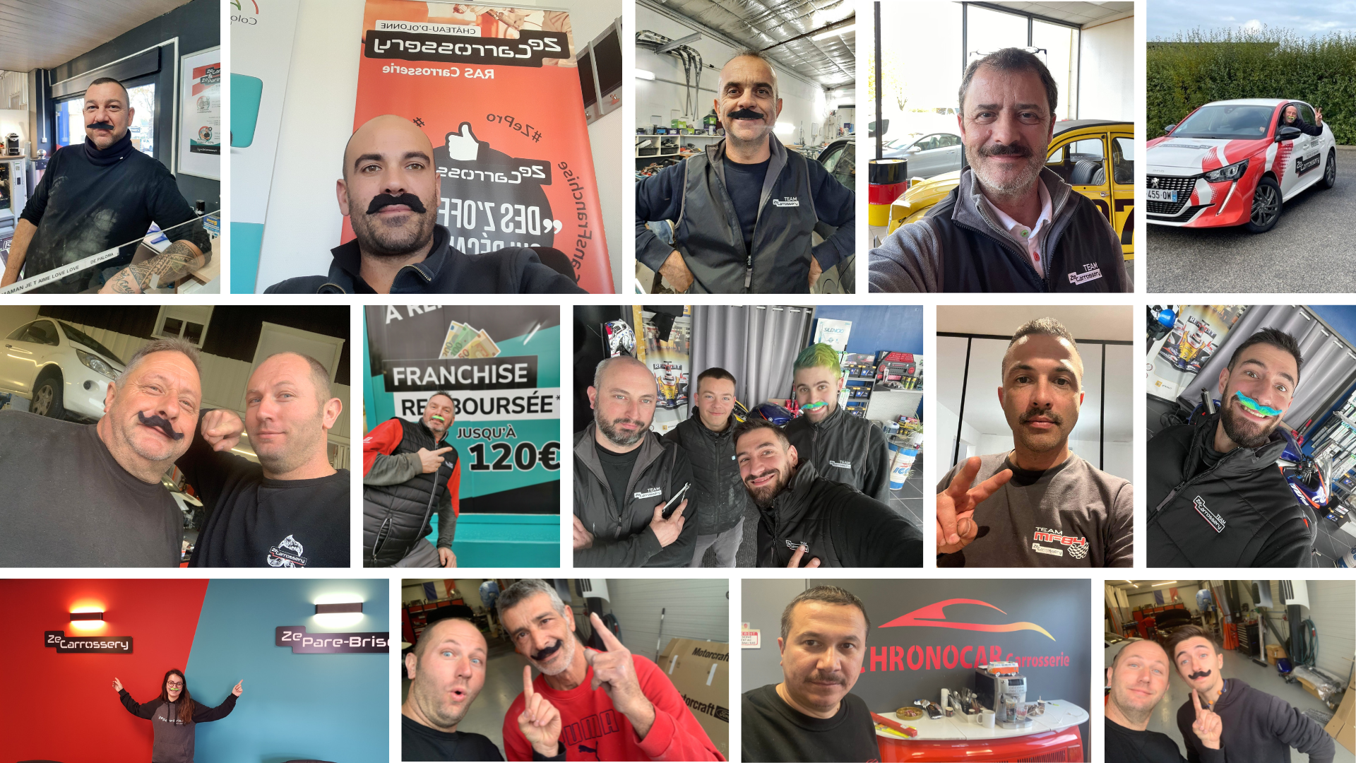 mosaïque de photos carrossiers engagés pour Movember