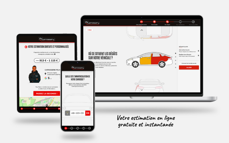 Comment est calculé votre devis carrosserie en ligne ? Voici quelques images qui illustrent l'estimation devis carrosserie ZeCarrossery
